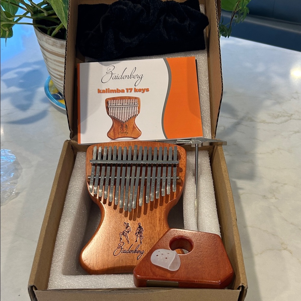 NEW‎ Zaidenberg 17-key kalimba, also known as a thumb piano Wood/Silver